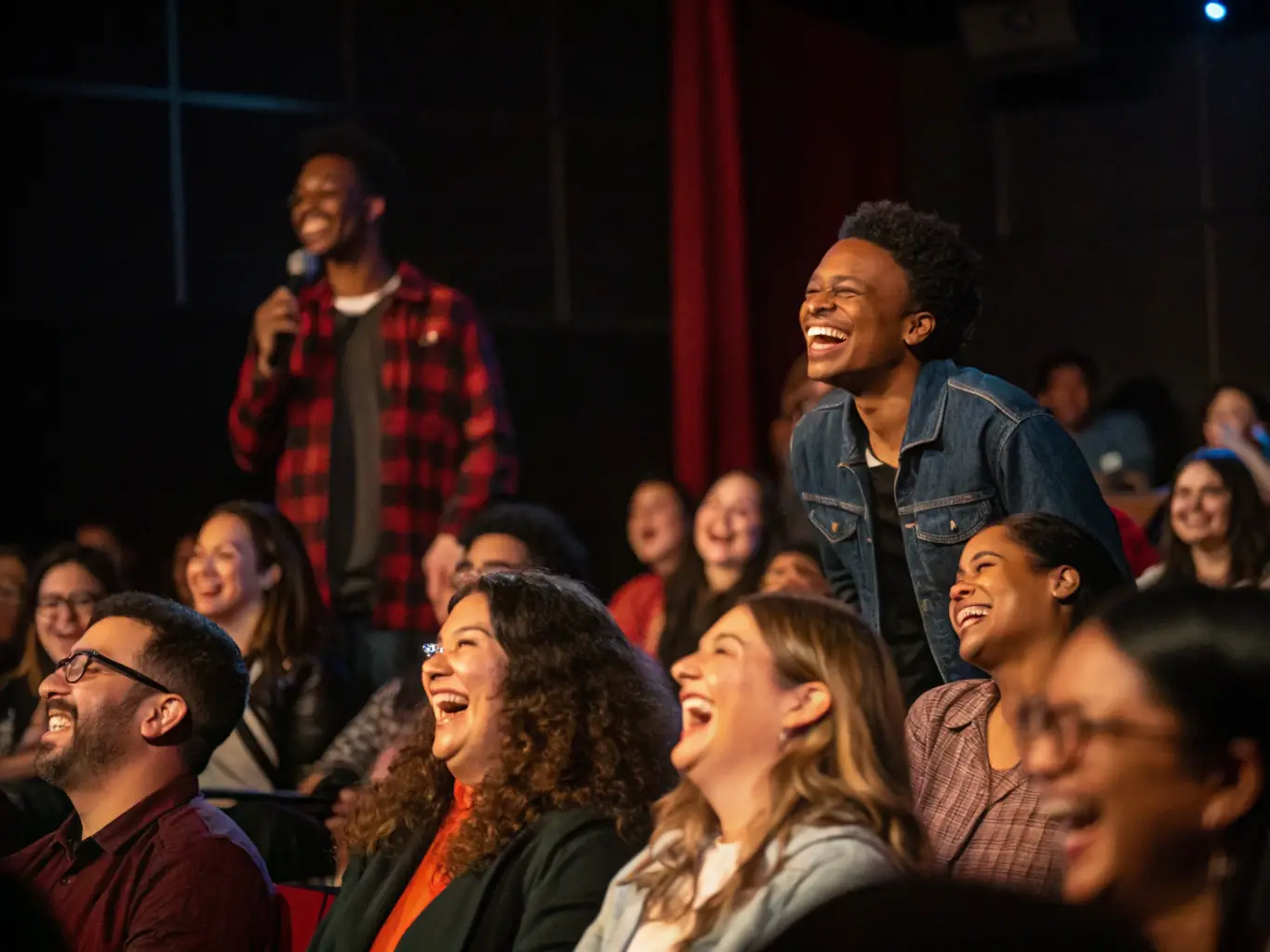 An engaging performance with audience members singing along, creating a lively and inclusive atmosphere at one of Compagnie DICILA's Participatory Performances.