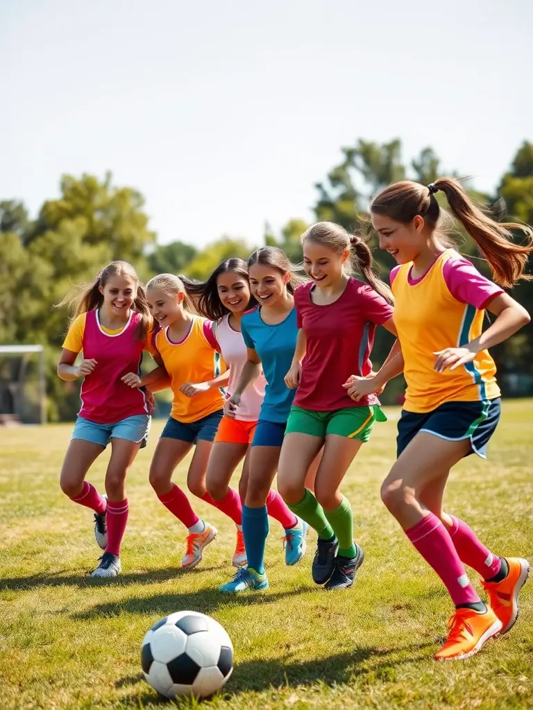 A group of children playing sports at one of the specialized activity centers managed by Centres de Loisirs du Migennois, promoting physical activity and teamwork.