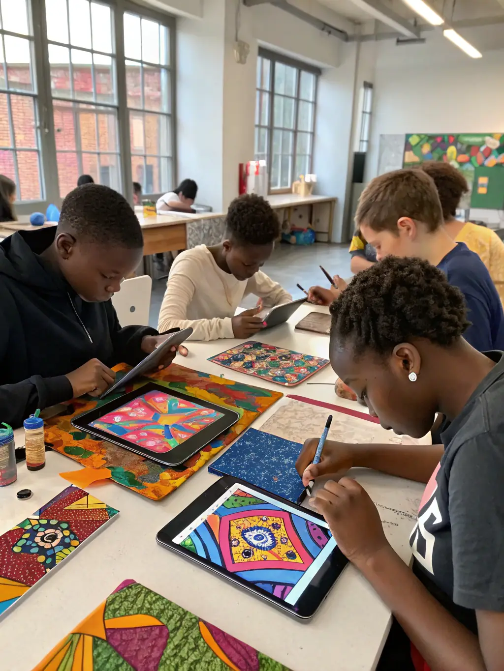 Teenagers participating in a workshop at one of the youth houses managed by Centres de Loisirs du Migennois, demonstrating skill-building and social interaction.